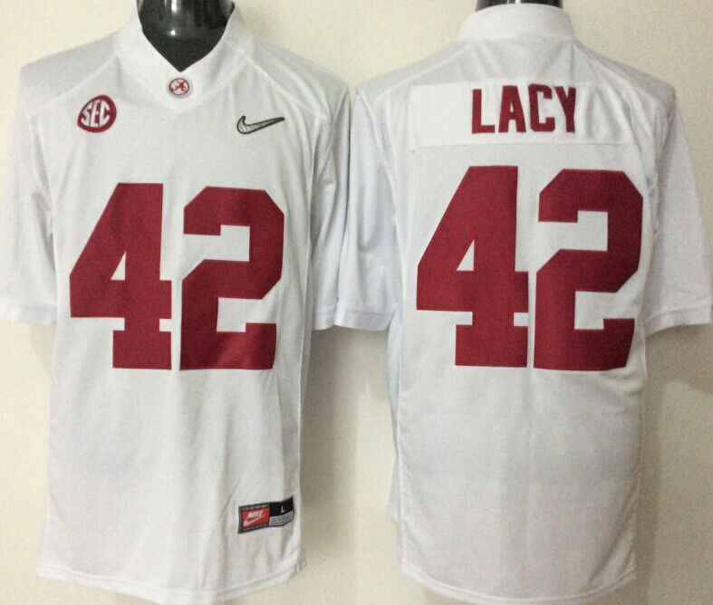 Men's Alabama Crimson Tide Eddie Lacy #42 White Jersey